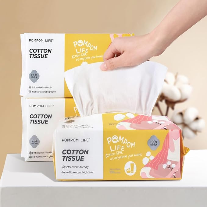 Disposable Face Towel 300 Count, 7.9"X7.9"Clean Face Towelettes for Washing Face, 100% Cotton Soft Dry Wipe, Biodegradable Face Towels & Facial Tissuel Travel Size for Cleaning, Makeup Removal