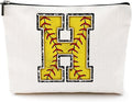 Softball Gifts Initial H Makeup Bag Softball Gifts for Team Cosmetic Bag
