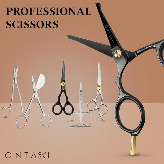 Ontaki Beard & Mustache Scissors & Combs for Men - 4.2" Black