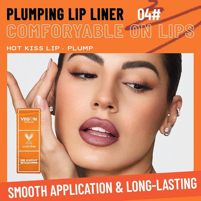 KXmzeG Matte Lip Liner Pencil for Shaping Lips, Retractable Creamy Brown Crayon LipLiner Pencil, Long Lasting Waterproof Lipstick Lip Liner Makeup, Vegan Beauty 04#