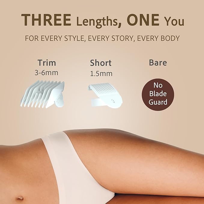 BAREWIZE Bikini Trimmer for Women, Pubic Hair Trimmer, Waterproof, USB-C Rechargeable, LED Light, Replaceable Blade, Electric Razors for Women, Electric Lady Shaver (Amethyst Purple)
