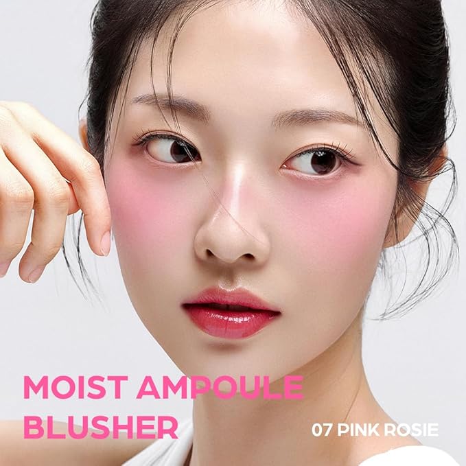 House of Hur Moist Ampoule Blusher with 50% Moisture Essence | Hydrating & Long-Lasting Blush | 0.68fl.oz (9 Shades) (Pink Rosie)