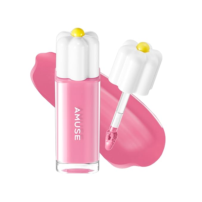 Amuse SEOUL Daisy Flower Dew Tint (08 AMETHYST) - Glossy Moisturizing Lip Stain, Watery Glow Lip Tint, Long Lasting Color, Dewy Finish, Vegan, Korean Beauty Makeup