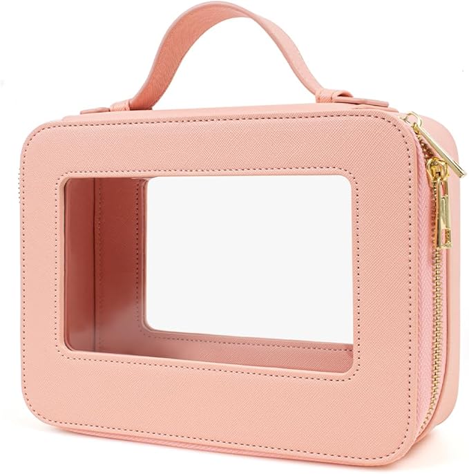 FFpaw Clear Makeup Bag, TSA Approved Toiletry Bag Travel Makeup Case Clear Cosmetic Travel Bag Small Makeup Pouch Organizer Waterproof Portable Car Essentials for Women