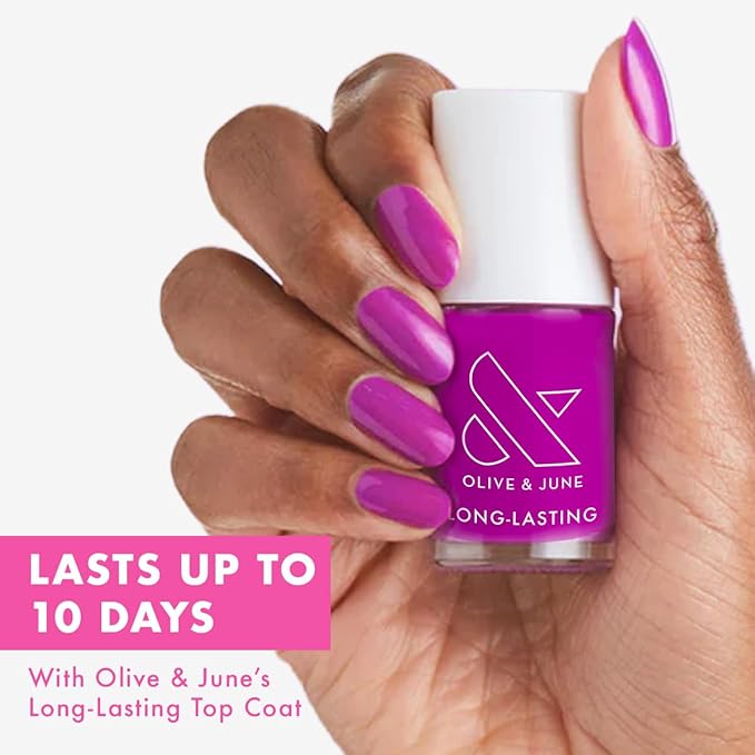 Olive & June Long Lasting Nail Polish | Plump Gel-Like Finish No Lamp Needed | Lasts up to 10 days | Salon-Quality 15-Free Vegan & Cruelty-Free Chip-Resistant | Grape Soda Daring Purple