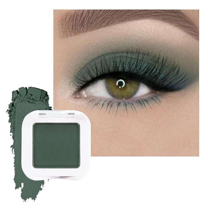 FeiCuiYun Matte Singe Eye Shadow Palette Makeup, Matte Forest Green Monochrome Eyeshadow For Old Women, Mini Singe Pressed Pigmented Waterproof Sombras Para Ojos, Vegan, Talc, Paraben&Cruelty Free, 16