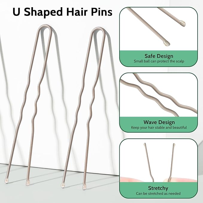 TsMADDTs Hair Bun Set, Tan Brown Hair Donut Bun Maker with U Pins for Dance