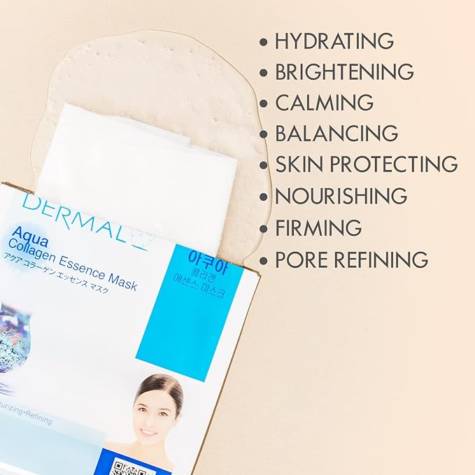DERMAL 32 Collagen Korean Essence Sheet Mask Variety Pack, A+B Set