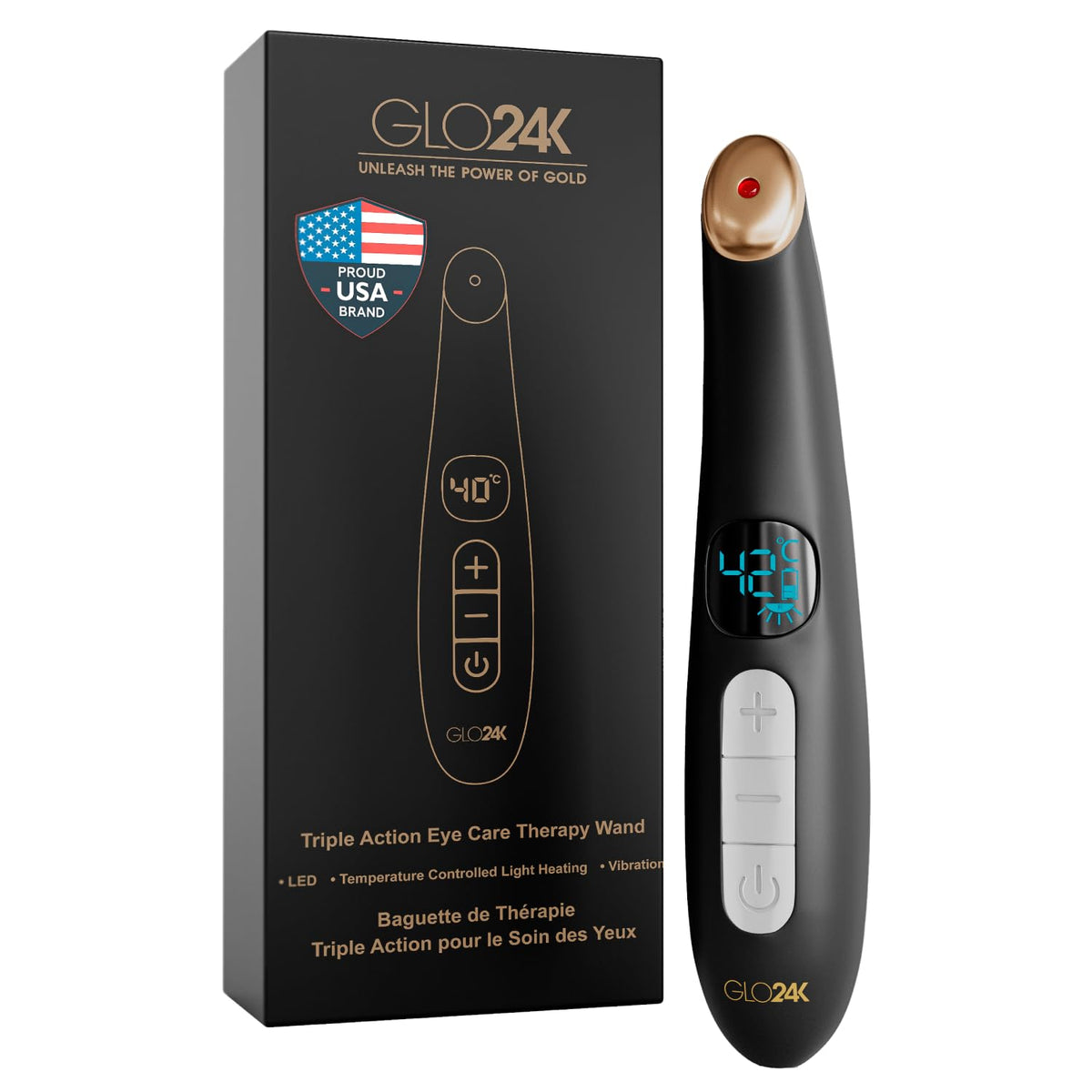 GLO24K 3-in-1 Red Light Massager for Face & Neck