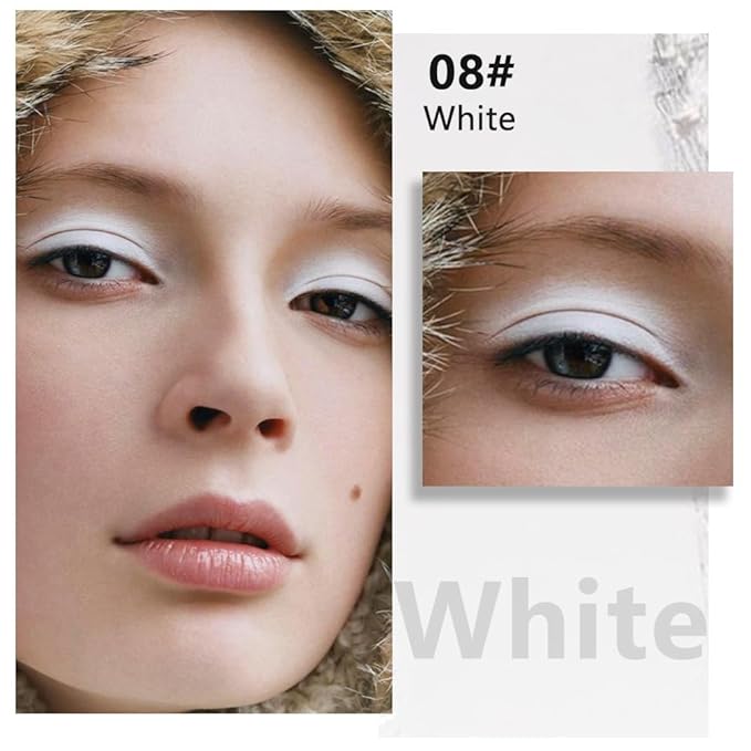 Kaely Pressed Single Eyeshadow Makeup, White Matte Highly Pigmented Monochrome Eye Shadow Palette, Waterproof Neutral Powder Mini Eyeshadow, sombras para ojos, Lightweight Blendable, 08