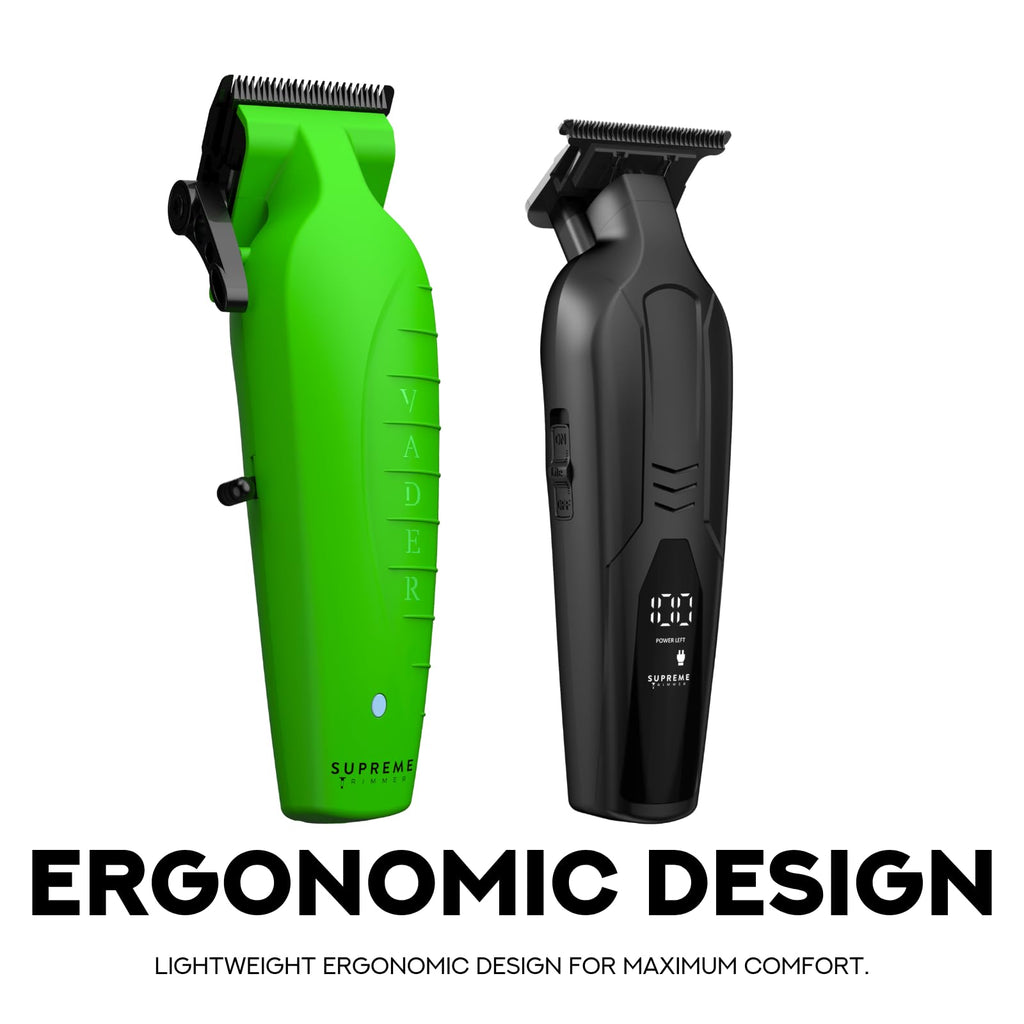 Supreme Trimmer 2-in-1 Vader Clipper & Trimmer Kit | Cordless Beard Trimmer & Mens Clippers Set for Barbers or Home | with DLC Coated Blades | Acid