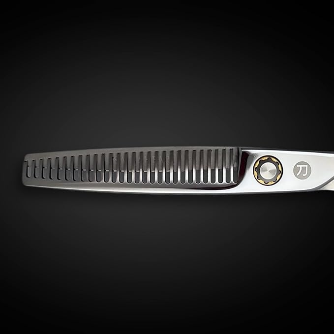 Hair Cutting Scissors for Professionals from Saki Shears - Cuts Wet and Dry Hair - Forged from Japanese 440C Stainless Steel - Sharp, Long Lasting Edge (Steel, 6 Inch Thinning, Right Hand)