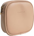 Benfan Leather Cosmetic Bag for Women Small Zipper Makeup Bag for Purse Waterproof Travel Makeup Organizer Charger Storage Pouch Color Pink