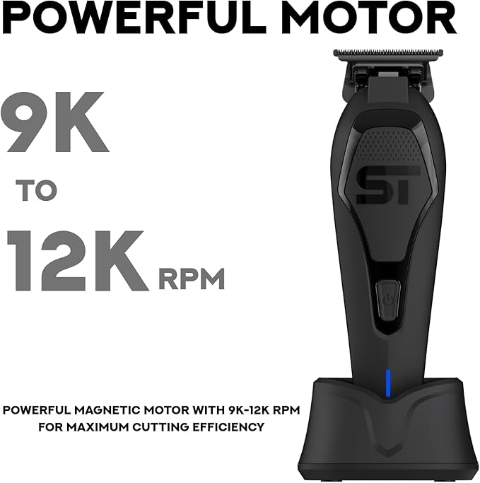 Supreme Trimmer Darkstar 72 Trimmer ST700 with Magnetic Vector Motor | 180 Min Run Time, 9000 RPM Barber Hair Trimmer | Low Noise, Professional Beard Trimmer DLC Blades (Black)