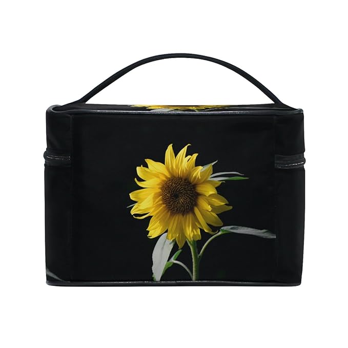 senya Travel Makeup Bags With Zipper Sunflower In The Dark Cosmetic Bag Toiletry Bags Train Cases Storage Bags Portable Multifunction Case for Women Girls