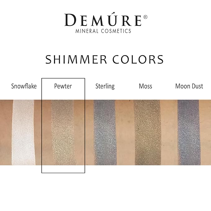Demure Mineral Make Up (Pewter) Eye Shadow, Shimmer, Loose Powder, Glitter, Organic Natural, Organic, Natural Eyeshadow, Professional