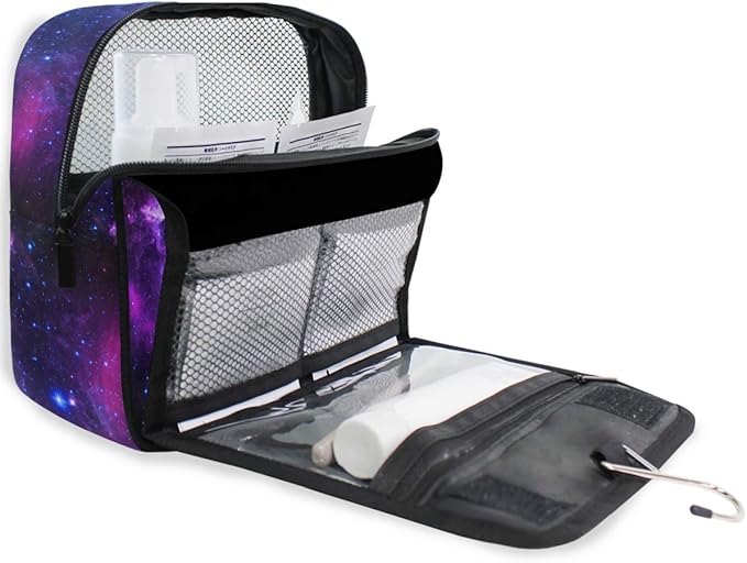 Hanging Travel Toiletry Bag Kit Makeup Case Cosmetics Organizer for Men Women (Universe Galaxy Nebula Space）