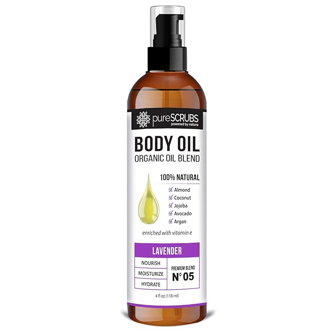 pureSCRUBS Ultra Moisturizing Lavender Body Oil for Dry Skin, 4 oz