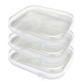 PGAXM 3PCS Clear Hard Plastic Zipper Case, Double Zippers Hard Pouch, Portable Travel Organizer Bin Clear Makeup Bag for Toy Storage, Snack Bag, Cosmetics, Diaper Bag, Toiletry Bag (3PCS-M)
