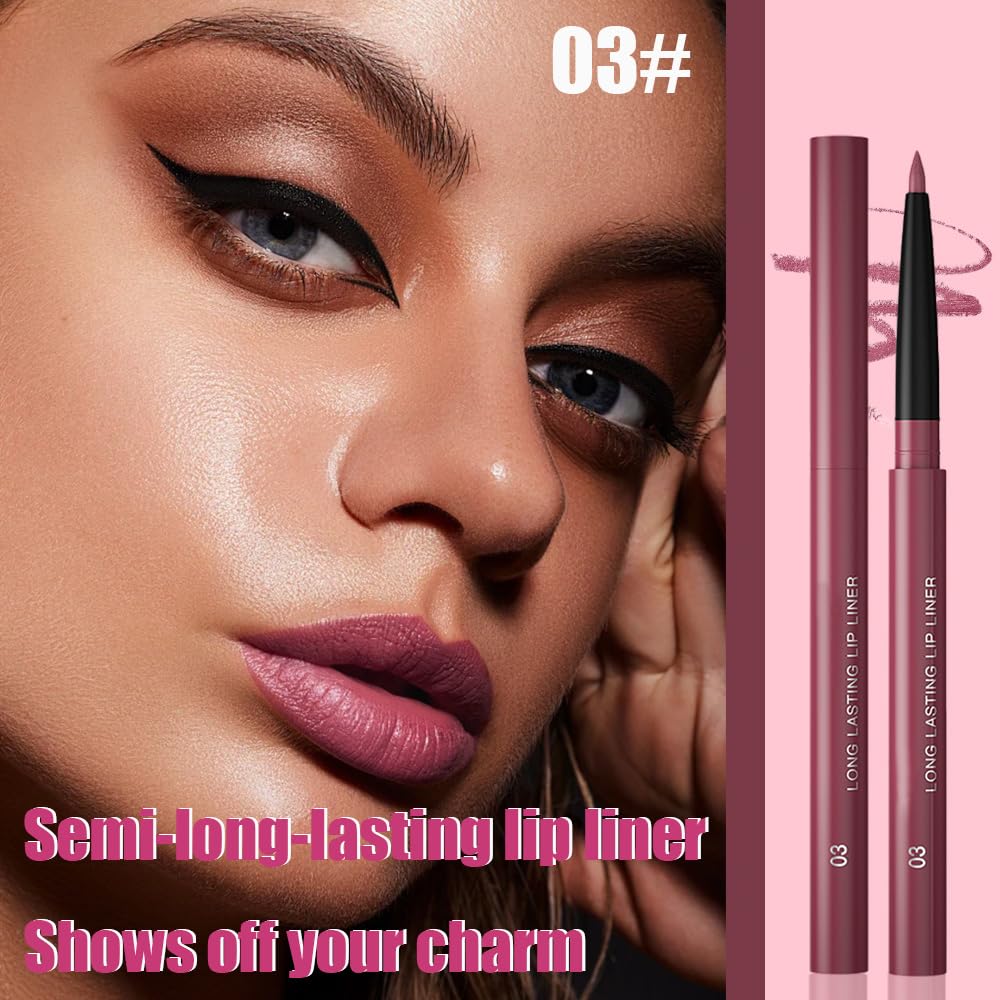 QIDSTERS Gel Lip Liner Pencil for Women, Light Purple Matte Long Lasting Lip Liner Lipstick 24 Hour, High Pigmented Lips Makeup Retractable Liners Waterproof Smudge Proof, Vegan & Cruelty-Free 03