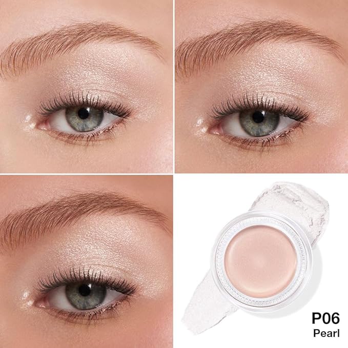 CAKAILA Single Cream Eye Shadow,Silver Purity Shimmer Glitter Natural Nude Monochrome Eyeshadow Palette,Waterproof,Long Lasting Naturing-Looking,Vegan & Cruelty-Free,P06
