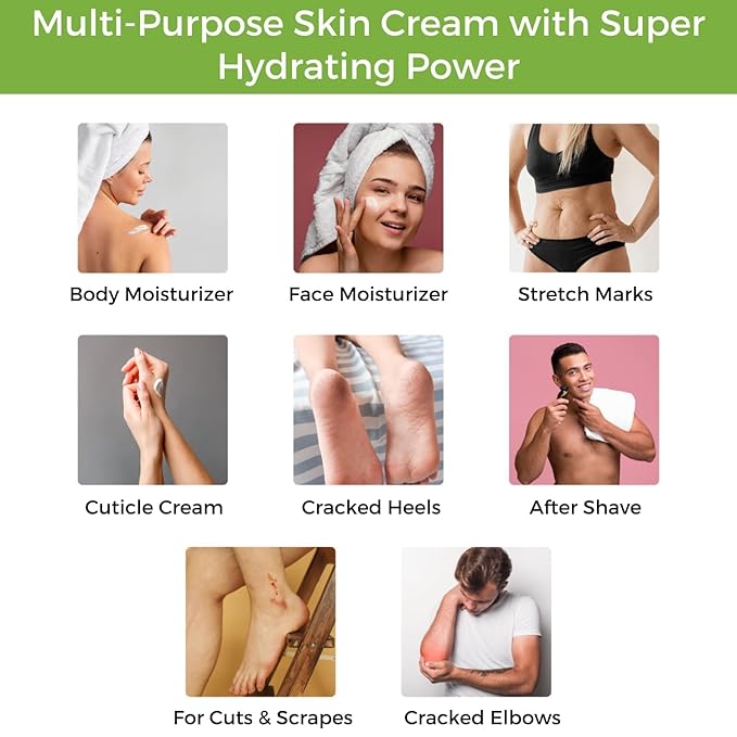 RaGaNaturals Fragrance Free Natural Hand and Body Cream - Moisturizer for Dry, Sensitive & Eczema-Prone Skin -Mango Butter, Argan Oil, Vitamin E -Unscented Non-Comedogenic Lotion for Women & Men -8 oz