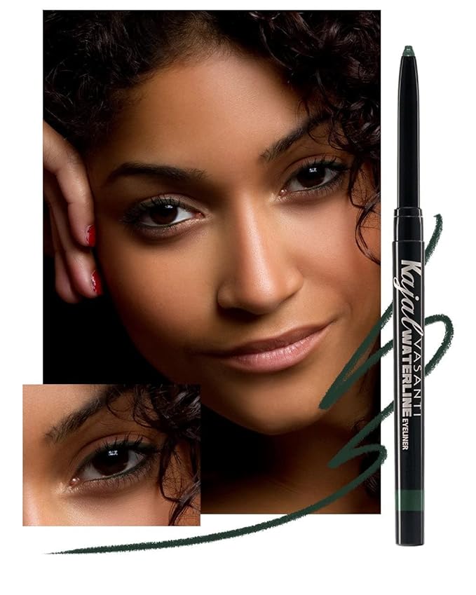 VASANTI Kajal Waterline Eyeliner (Midnight Green) | Long-Lasting, Blendable Waterline Eye Liner | Smudge-Proof & Water-Resistant Eyeliner Pencil for Sensitive Eyes | Ophthalmologist Approved & Tested