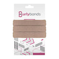 Burlybands Elastic Hair Ties No Damage for Thick Hair, Light Brown 3 Pack