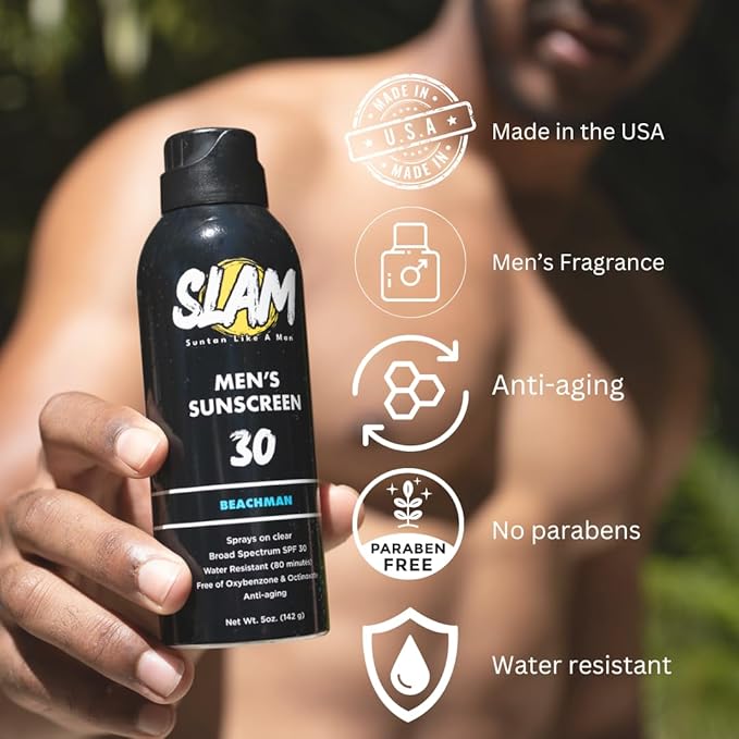 Slam Lotion BeachMan SPF 30 - Sunscreen for Men, 5 Fl Oz (Pack of 1)
