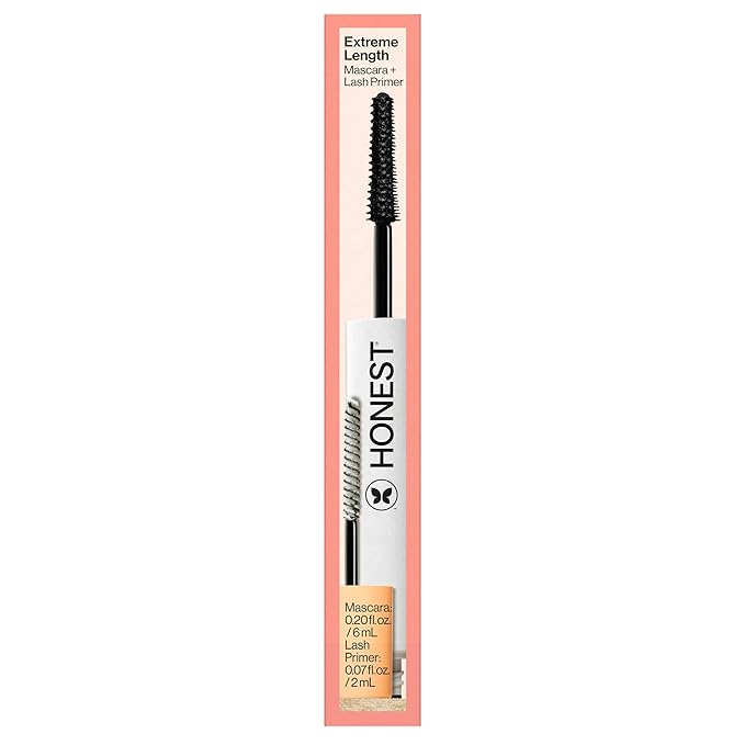 Honest Beauty 2-in-1 Extreme Length Clean Mascara, Primer, Black,.27 fl oz
