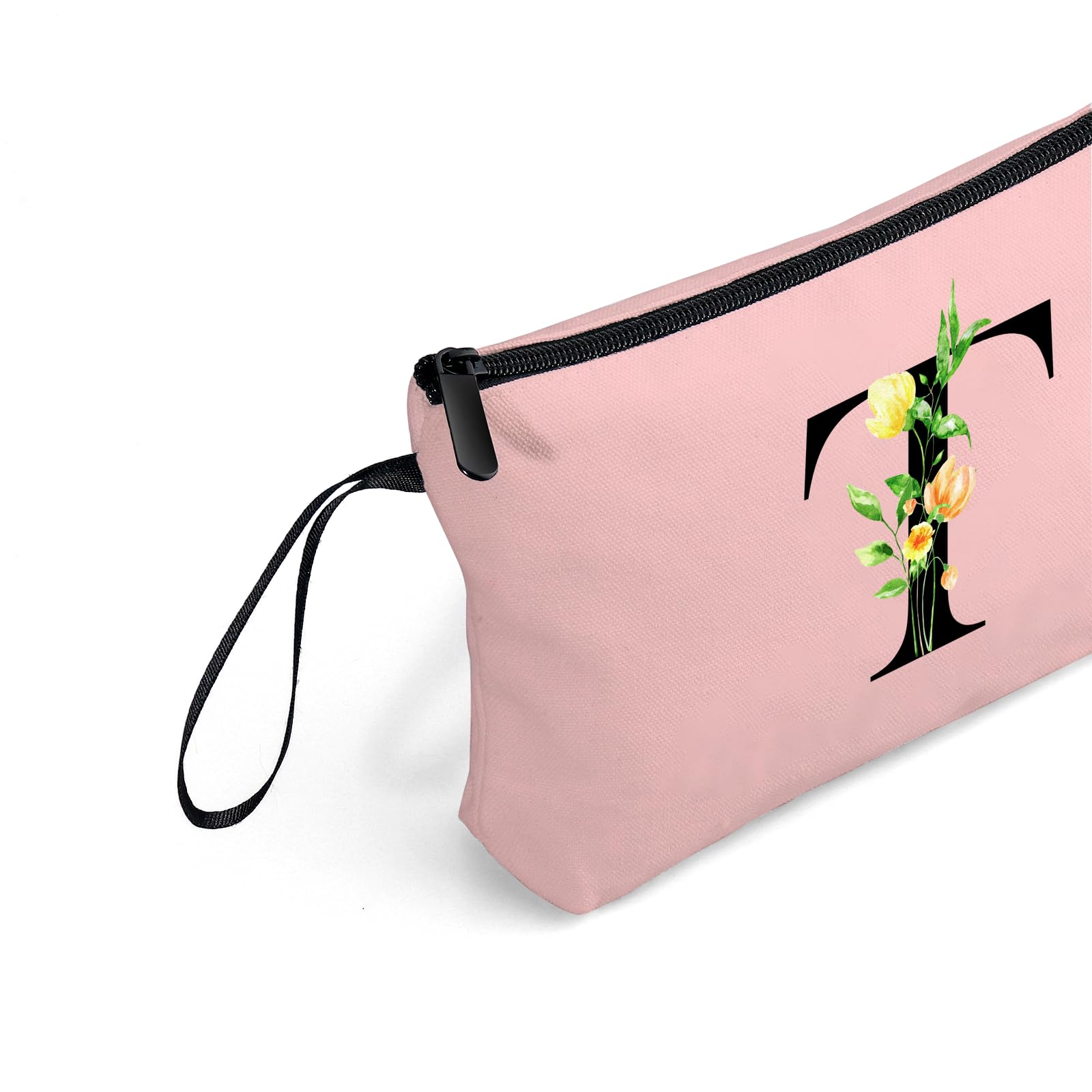 Women Birthday Unique Bride to be Bridal Shower Initial Gifts for Mom Sister Friend Her Teacher Aunt Makeup Cosmetic Bag with Mirror Mothers Day Christmas Graduation T