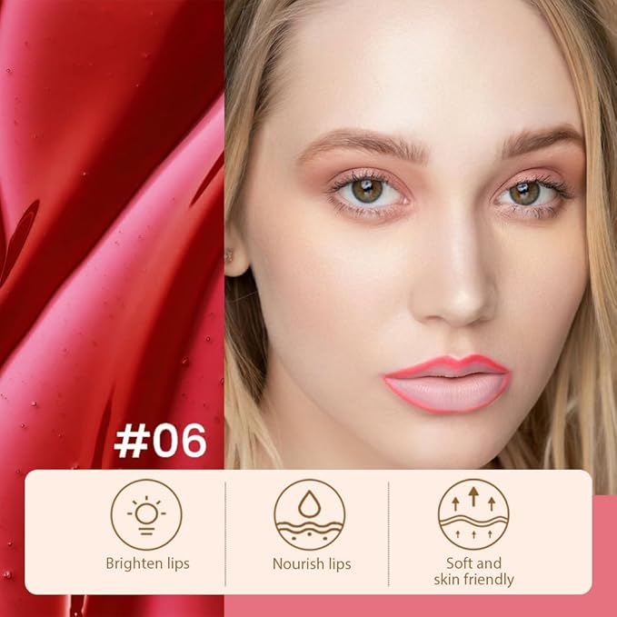 Hxssll 2 Pcs Matte Liquid Lip Stain Peel Off Lip Liner, Long Lasting Lip Tattoo, Waterproof & Transfer-Proof Lip Liner Peel Off Lip Gloss for All Skin Types. 0.12 fl oz #00+#06