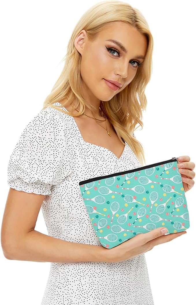 Blue Leaves Inspirational Tennis Makeup Bag Accessories Cosmetic Bag 02
