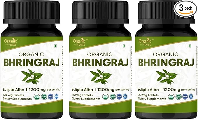 ORGANIC SPREE Bhringraj 120 Tablets - USDA Organic Bhringraj (Eclipta alba) Supplement, Supports Hair Nourishment* - Pack of 3