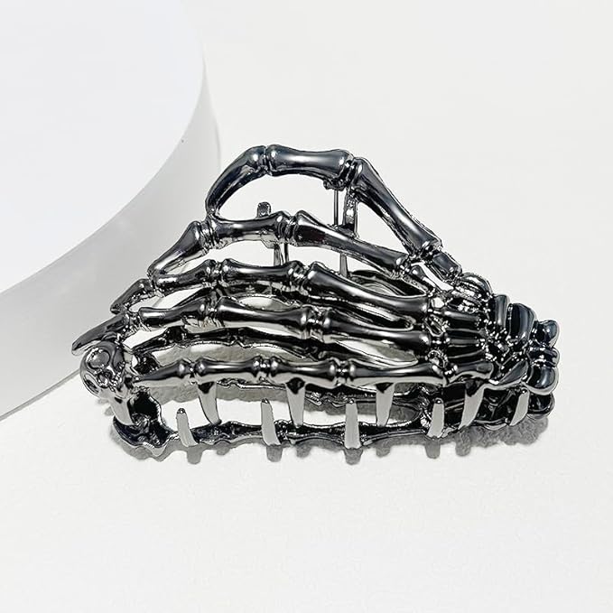 Parcce 3 Pieces Large Metal Spider Net Hand Hair Claw Clips for Women and Girls Thick Long Hair, Nonslip Skeleton Spooky Barrette Headband Hair Styling Accessories for Halloween