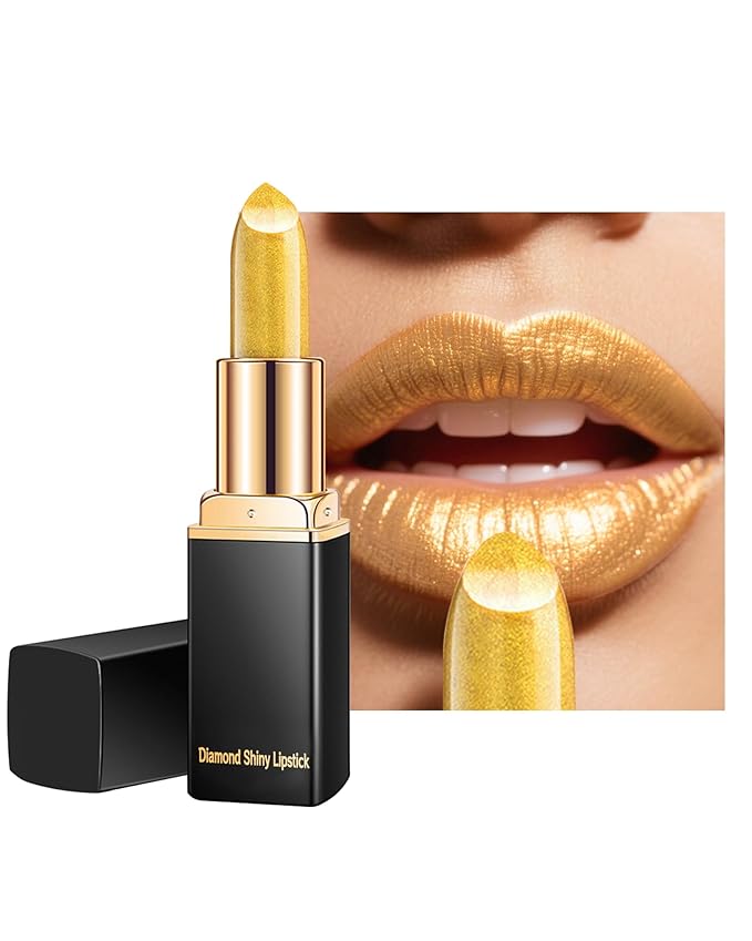 Metallic Shimmer Gold Lipstick for Women, Long Lasting, High Pigment-01