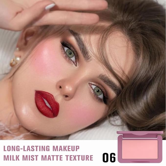 HHLTOH Pale Mauve Matte for Face Cheeks Blush,Natural Cream Blushes Makeup Palette, Light Monochrome Blush Creamy Powder Palette Makeup for Older Women, Blushes Eyeshadow Foundation for Every Day 06