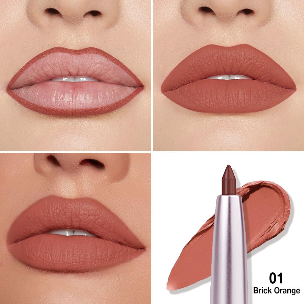 FeiCuiYun Retractable Lipliner Pencil Waterproof Makeup for Lip Liner and Eye Liner, Smooth and Creamy, Long Lasting Matte Finish, Vegan Beauty, Matte Velvet Pigmented Lip Liner, (01#Cream Orange, 1)