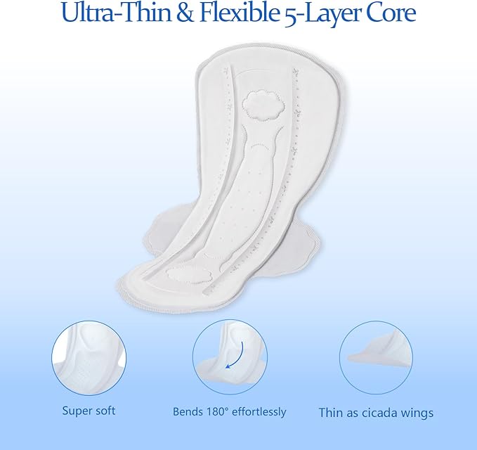 MODAL Silk-Ultra Thin Pads for Women, Real Mulberry Silk, Large, 12 ct