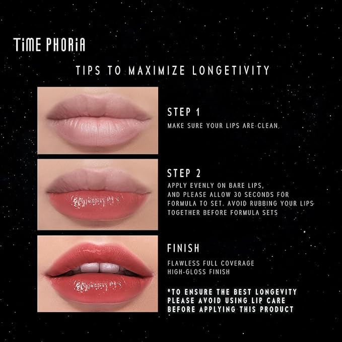 TIMEPHORIA Stellar Dust Lip Stain 18 Terra, Transfer-Proof & Smudge-Proof Lip Gloss, Terracotta Orange Tinted Glossy Finish, High-Pigment Vibrant, Hydrating Lightweight Long-Lasting Lip Makeup
