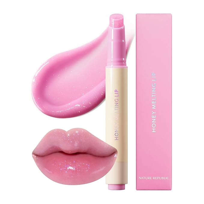 Nature Republic HONEY MELTING LIP GLITTER (13 AURORA) | SOFT LIP STICK Hydrating Gloss, Moisturizing balms, Shine Glimmer Finish, Shimmery-Sheer tint, korean make up