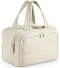 todbown Travel Toiletry Bag:  Large Capacity, 4 Compartments, Wet/Dry Separation, Ultra-Soft Lightweight Fabric & Anti-Spill Design for Travel,Gym,Gift(11.8" L) (Off-White)