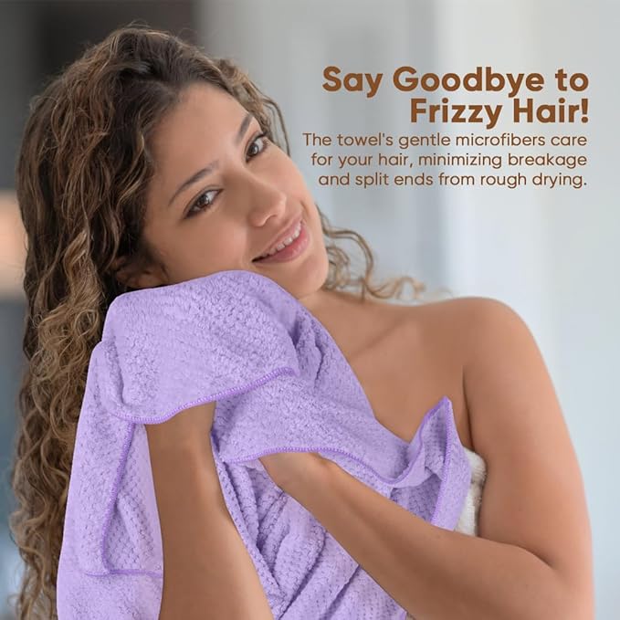 HOMEXCEL 5PK Microfiber Hair Towels, 40x20 in, Soft&Fast Drying for Long Hairs