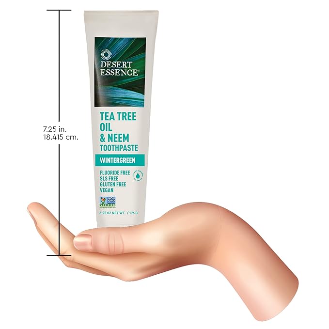 Desert Essence Tea Tree Oil and Neem Toothpaste, Wintergreen, 6.25 oz