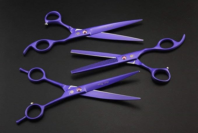 Purple Dragon 7" Dog Grooming Scissors Set with Rhinestone Accent - Violet