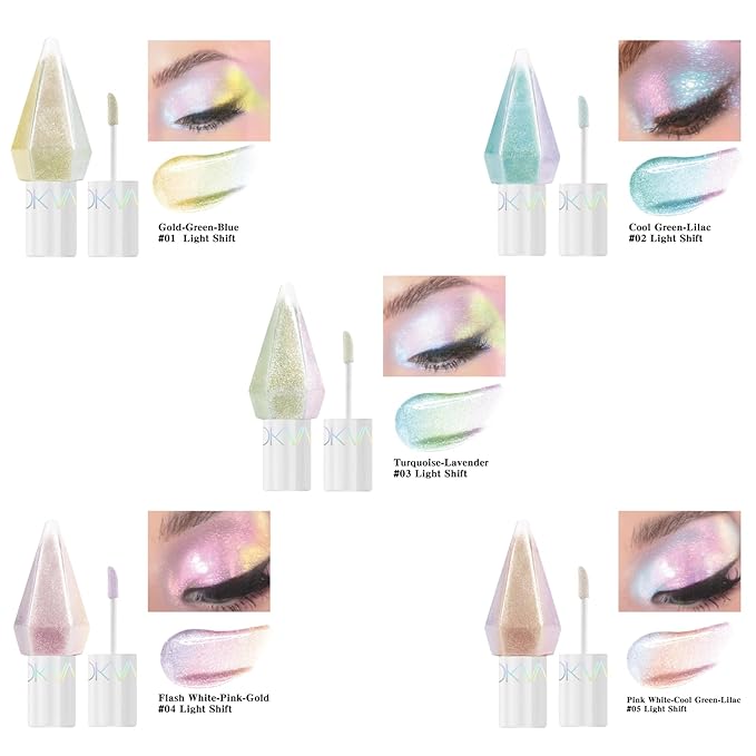 MooGlamor 5 Pcs Liquid Glitter Eyeshadow Set Colorful Eyeliner with Long-Lasting and Waterproof Shinning Eye Shadow Gift for Women Eye Makeup(Diamond C)