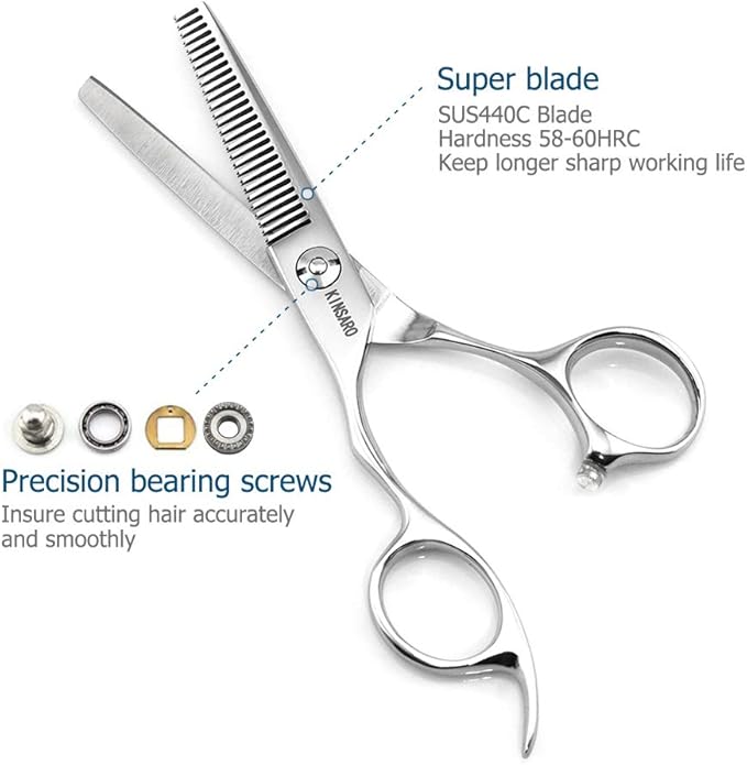 KINSARO Left Hand Hair Thinning Scissors 5.5 Inch, 440C, Texturizing Shears