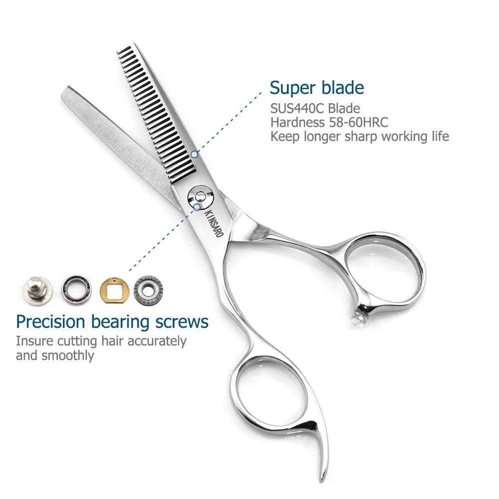 KINSARO Left Hand Hair Thinning Scissors 5.5 Inch, 440C, Texturizing Shears