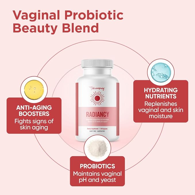 BB Company Radiancy | Vaginal Probiotics for Vaginal Dryness, pH Balance | Fights Itch, Odor | Anti-Aging | Hyaluronic Acid, Probiotics, Vitamin C, Multi Collagen | 2 Pack