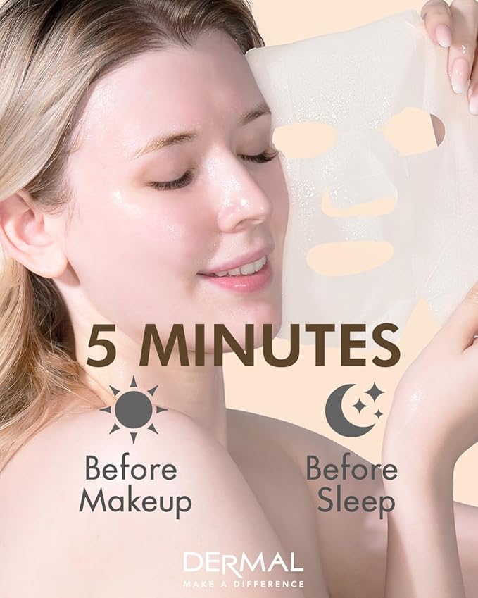 DERMAL Snail Mucin Collagen Korean Essence Sheet Mask, 23g, 10 Pack